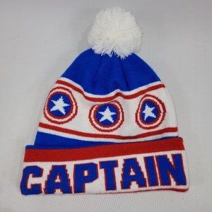 Marvel Comics Avengers Captain America Toque Knit Winter Hat Superhero Pompom